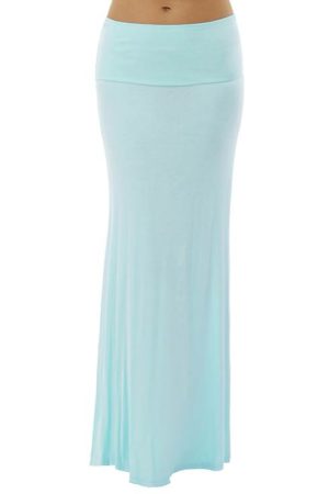 Fold Over Sky Colored Maxi Skirt