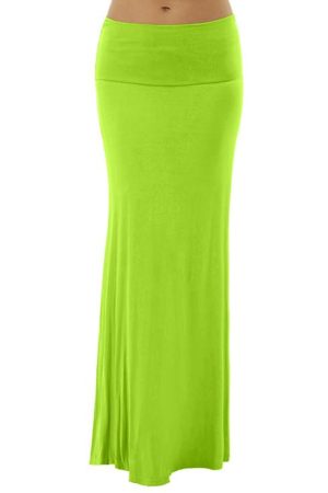 Apple Green Foldover Maxi Skirt