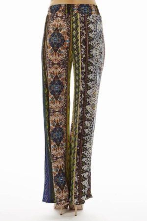 Tan Tribal Print Boho Palazzo Pants