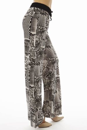 Abstract Checkered Palazzo Soft Pants
