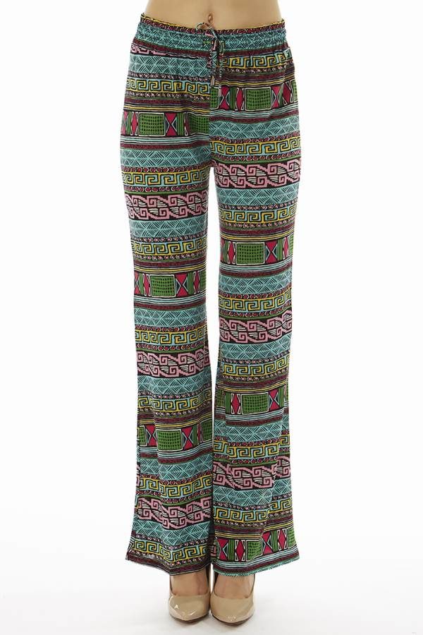Flared Vibrant Tribal Palazzo Pants