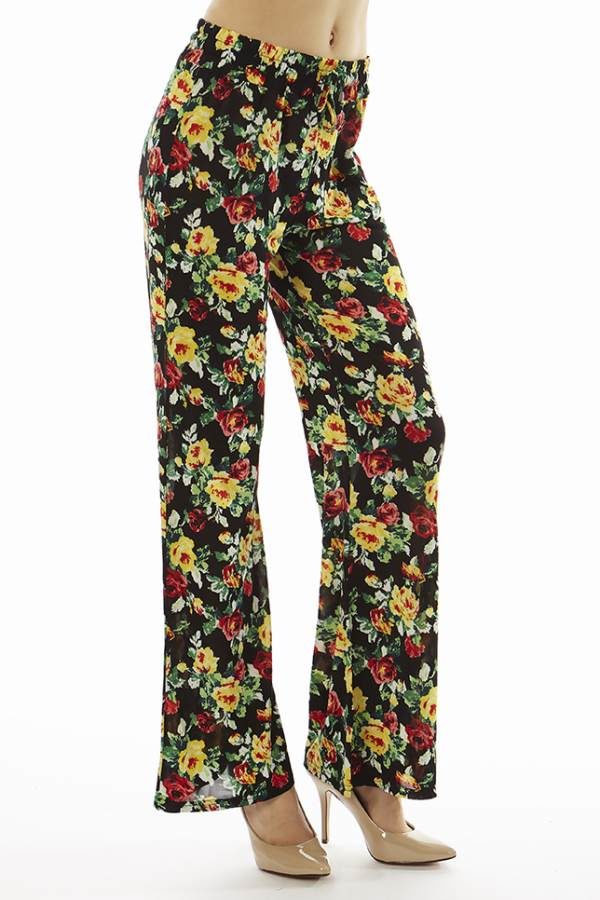 Flared Floral Wide Leg Pants