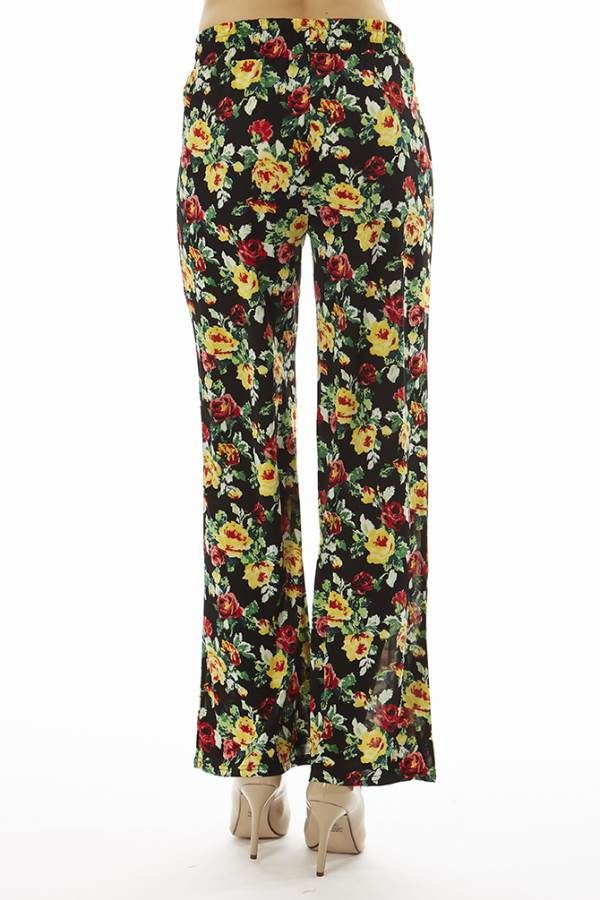 Flared Floral Wide Leg Pants