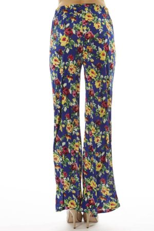 Blue Floral Wide Leg Palazzo Bottoms