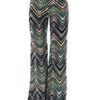High Waisted Teal Zig-Zag Bell Bottoms
