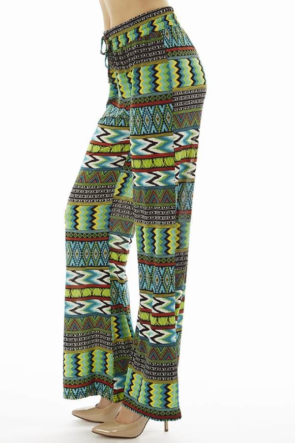 Chevron Tribal Print Evergreen Palazzo's