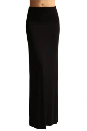 Fold Over Black Maxi Skirt