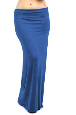 Foldover Royal Blue Maxi Skirt