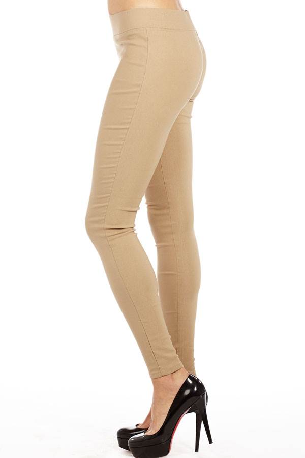 Slim Fit Stretchy Waist Tan Colored Jeggings