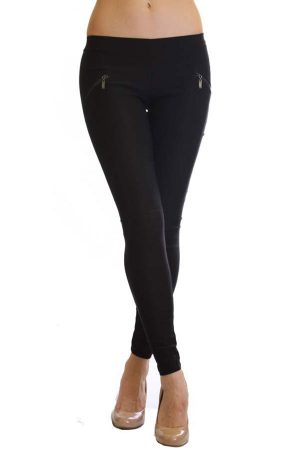 Wholesale Black Slim Fit Cross Zipper Jeggings (Assorted Bundle S-M-L)