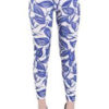Wholesale Bold Leaf Print Blue Microfiber Leggings (Assorted Bundle S-M-L)