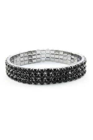 Swarovski Elements Double-Row Stretch Bracelet-Black