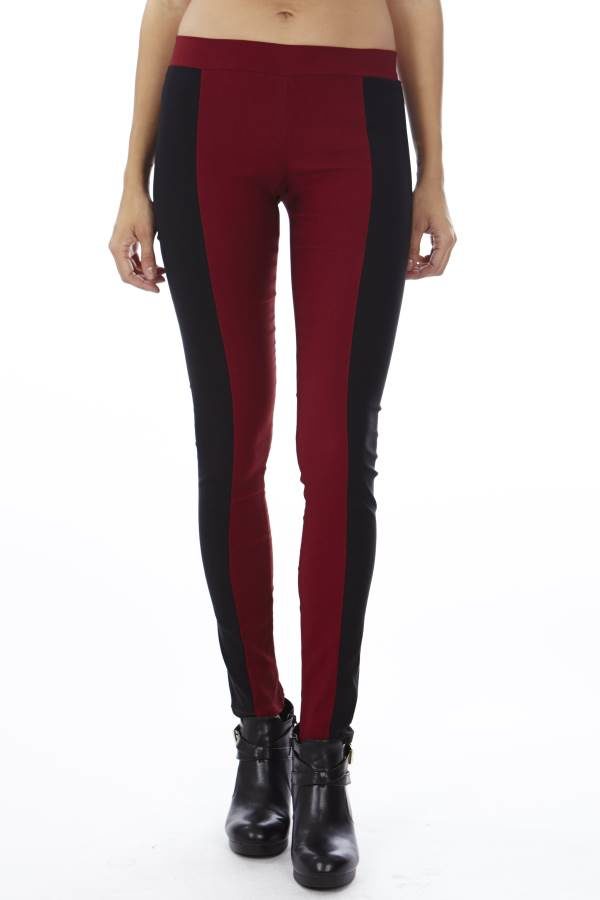 Revolt's Burgundy Block Leggings