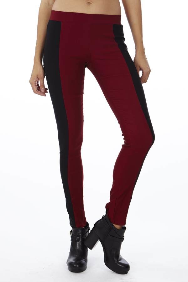 Revolt's Burgundy Block Leggings