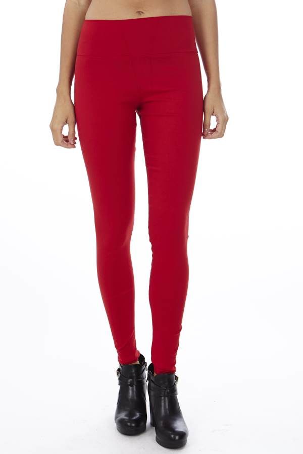 Stretchy High Waisted Red Yoga Style Pants