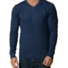 Egyptian Blue Cotton V-Neck Slim-Fit Sweater