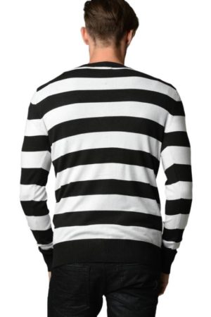 Black And White Horizontal Striped Cardigan