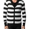 Black And White Horizontal Striped Cardigan