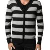 Smokey Grey/White Horizontal Striped Cardigan