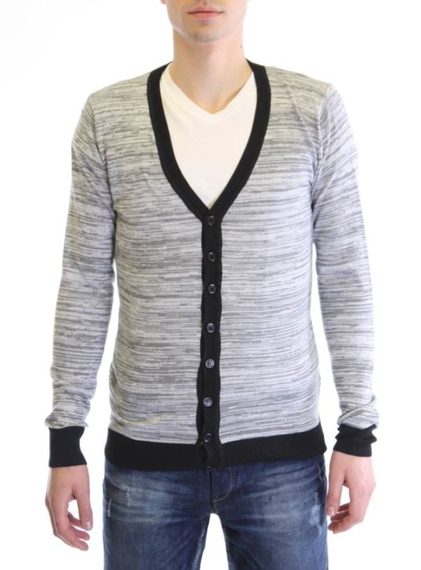Midnight Grey Melange V Neck Cardigan