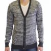 Charcoal Grey Melange V Neck Cardigan