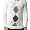 Men's Argyle Cream And Black Sweater