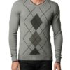 Men's Argyle Black & Charcoal Grey Sweater