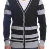 Black And Charcoal Grey Varsity Cardigan