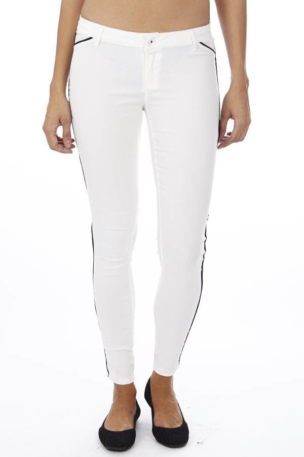 Slim Fit Side Stripe White Jegging