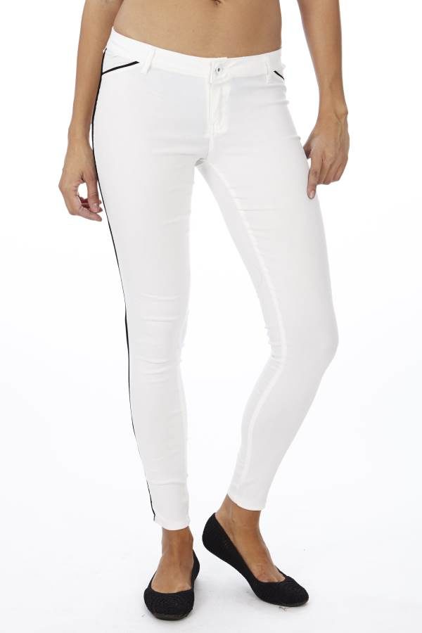 Slim Fit Side Stripe White Jegging