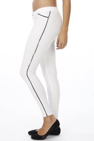 Slim Fit Side Stripe White Jegging