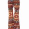 Coral Tribal Wide Leg Pants