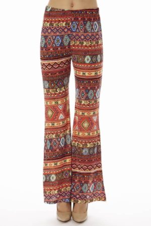 Coral Tribal Wide Leg Pants