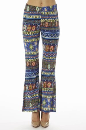 Blue Tribal Wide Leg Pants