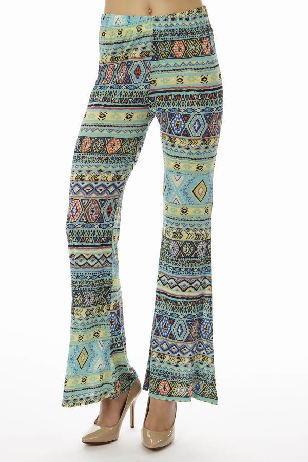 Mint Tribal Wide Leg Pants