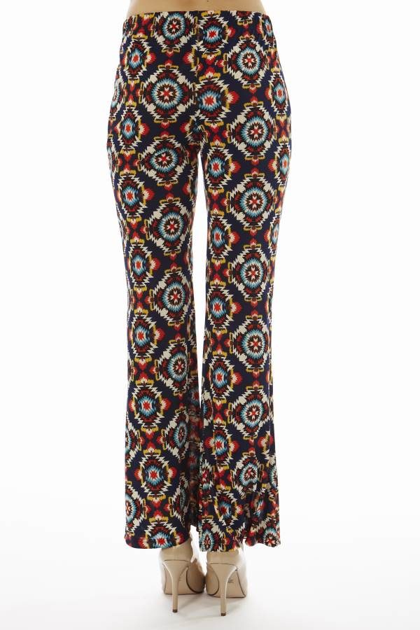 Navy Abstract Wide Leg Pants