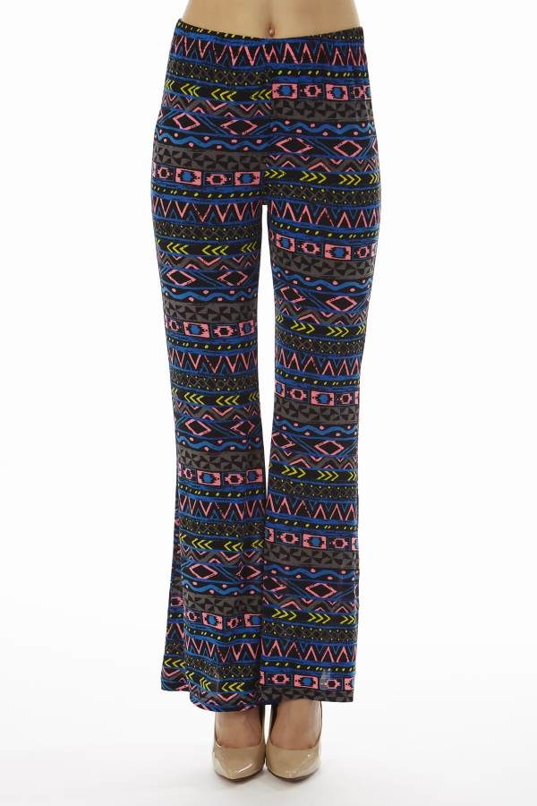Navy Tribal Wide Leg Palazzo Pants