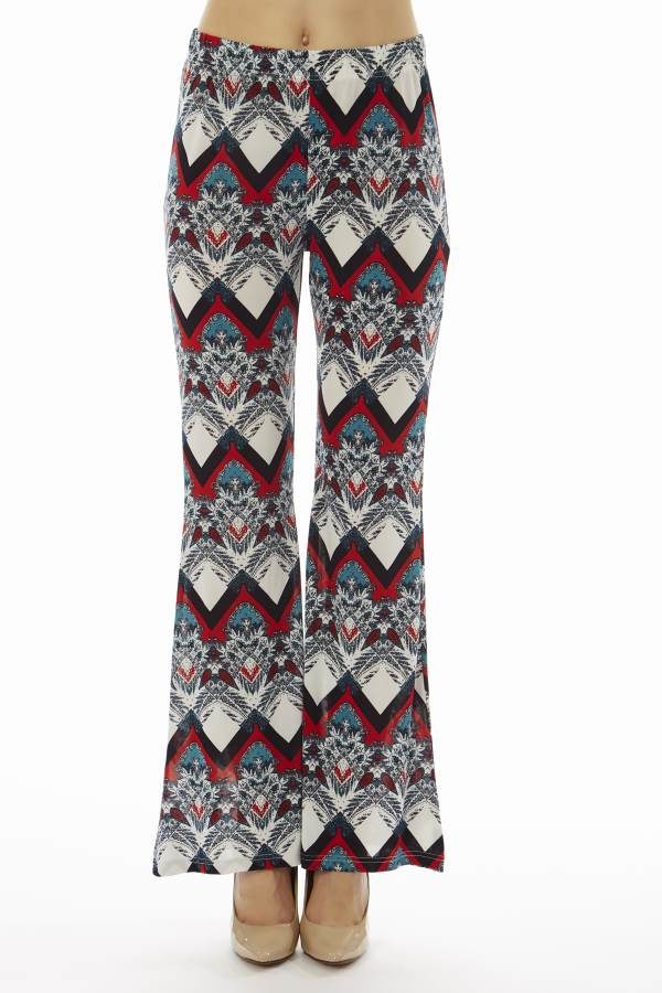 Red Snow Flake Wide Leg Palazzo Pants