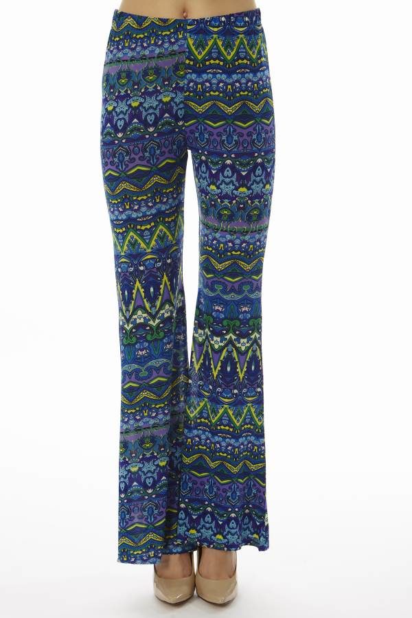 Low Waisted Tribal Blue Palazzo Pants