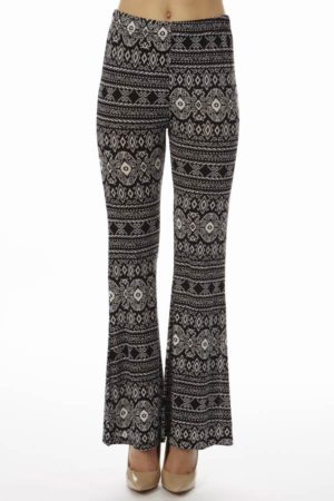 Low Waisted Black Tribal Palazzo Pants