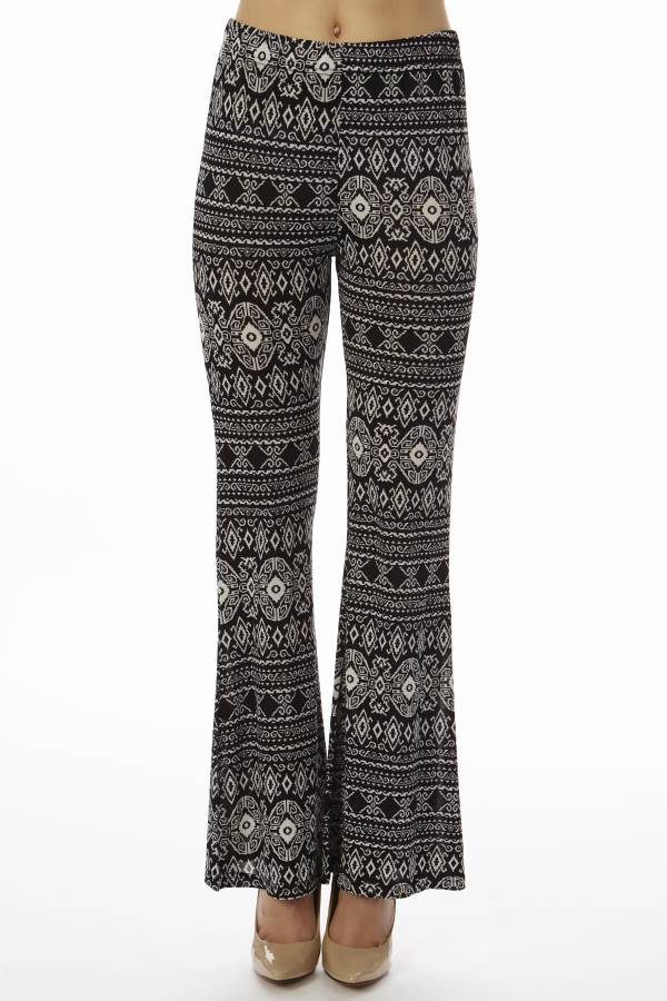 Low Waisted Black Tribal Palazzo Pants