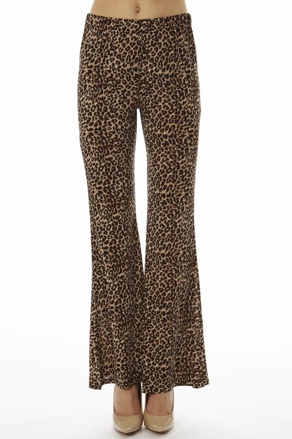 Leopard Print Wide Leg Palazzo Pants