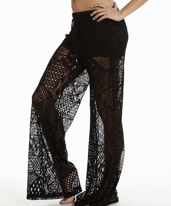 Black Wide Leg Crochet Pants