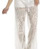 White Wide Leg Crochet Pants