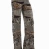 High Waist Houndstooth Animal Patch Palazzo Pants