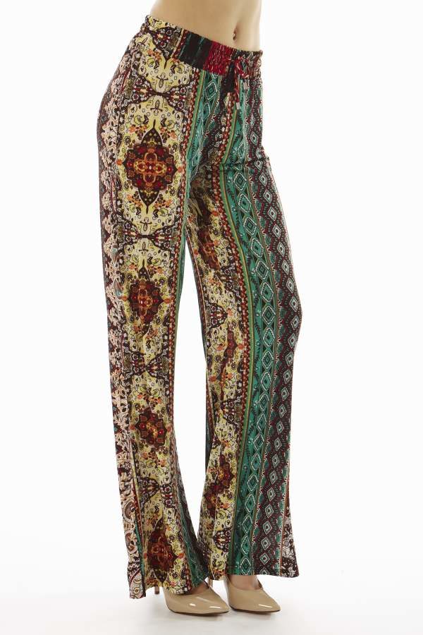 Boho Hippie Tribal Print Flare Pants