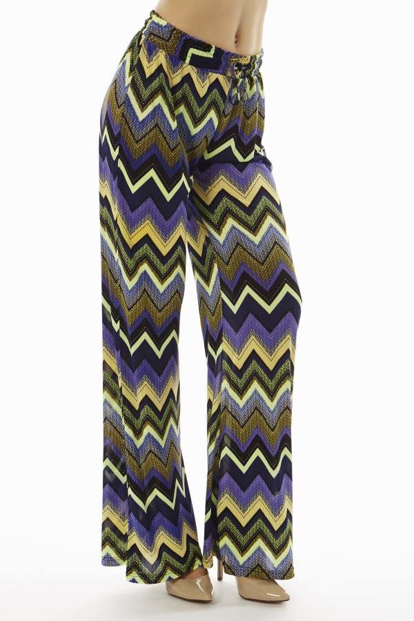 Vibrant Chevron Wide Leg Flare Pants