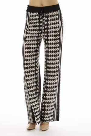 Houndstooth Stripe Palazzo Pants