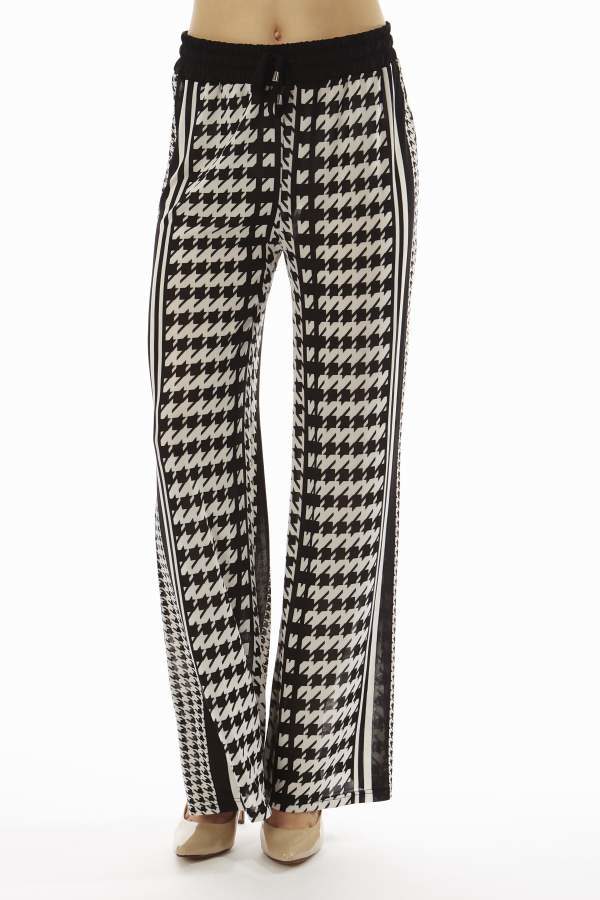 Houndstooth Stripe Palazzo Pants