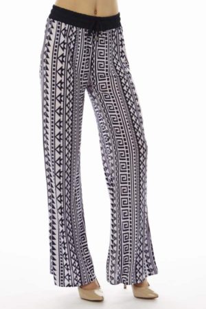 Geometric Tribal Print Flare Leg Pants